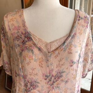 Vintage Floral Sheer Cottagecore Dress | Fairycore Romantic | Size L